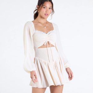 Perfect View Smocked Cutout Skater Dress