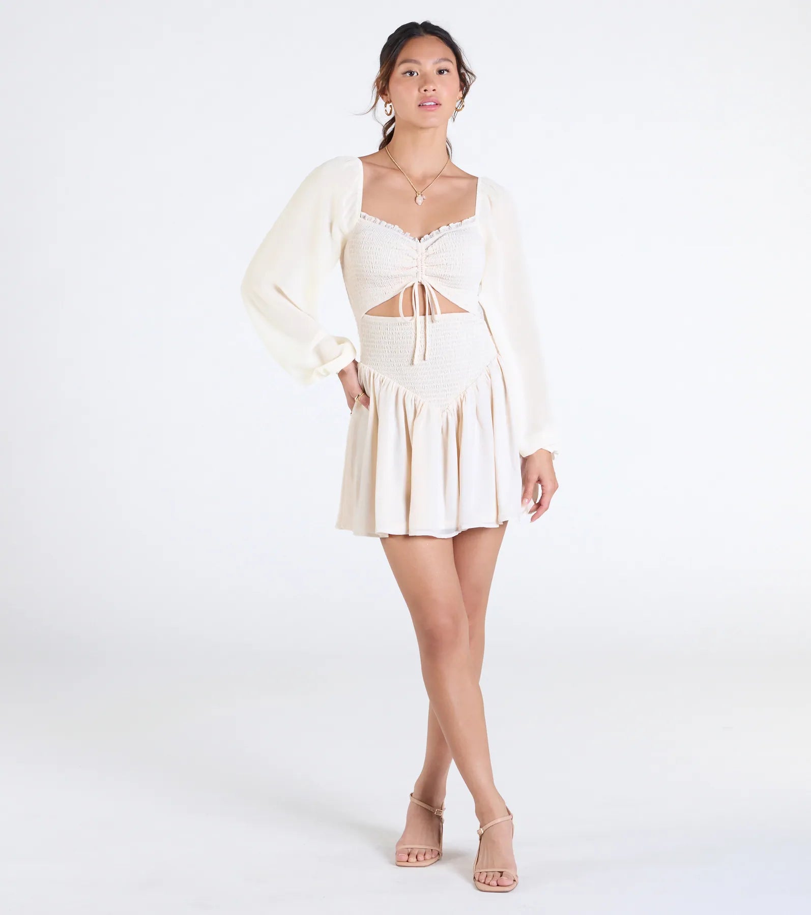 Perfect View Smocked Cutout Skater Dress - Image 3