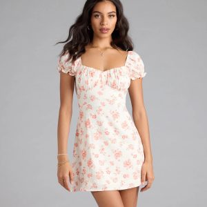 Floral Bliss A-Line Bow Mini Dress