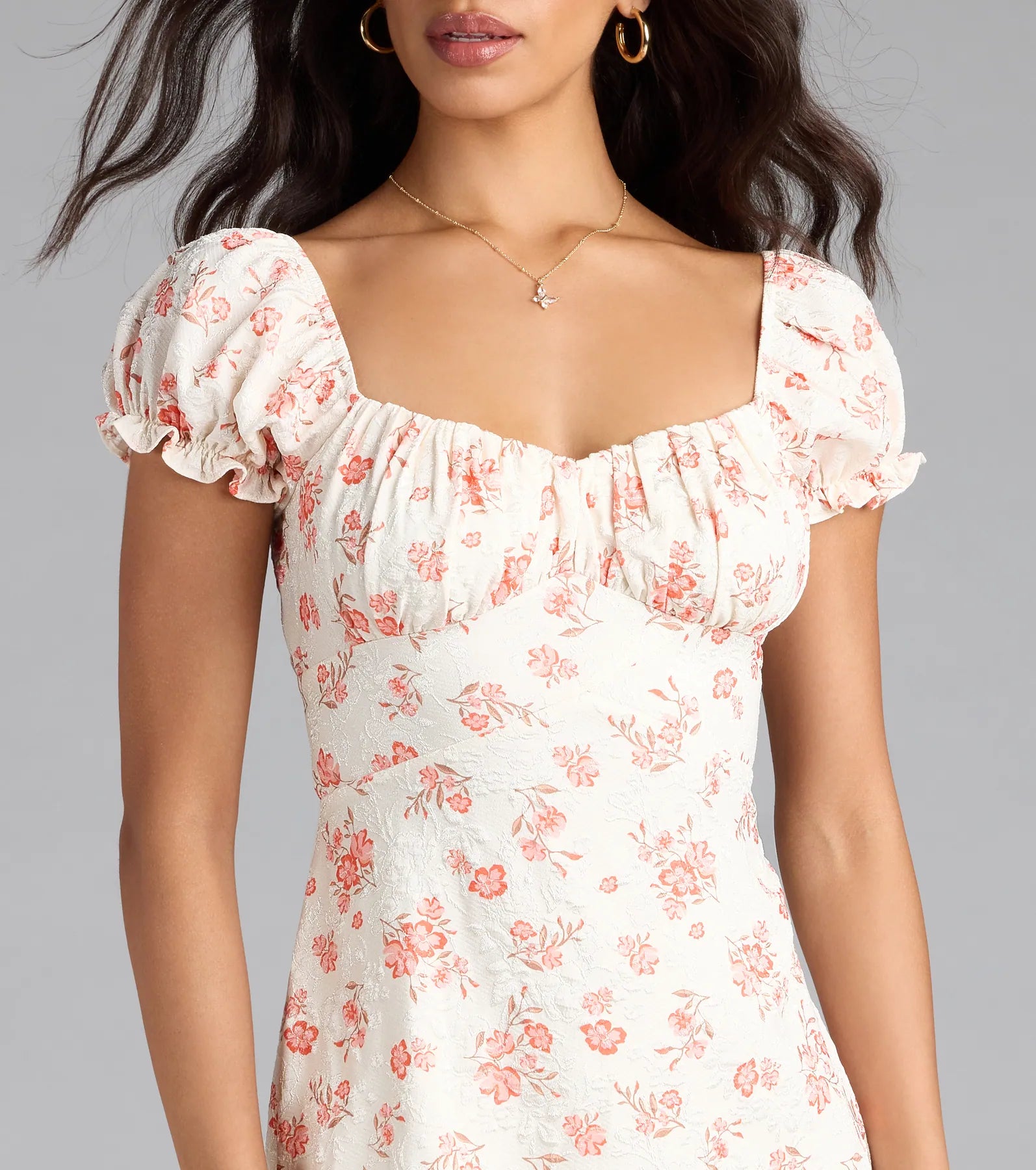 Floral Bliss A-Line Bow Mini Dress - Image 5