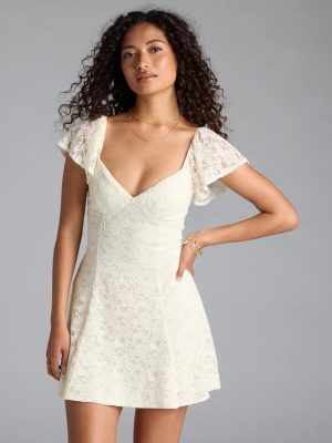 Romantic Allure Flutter Sleeve A-Line Lace Mini Dress