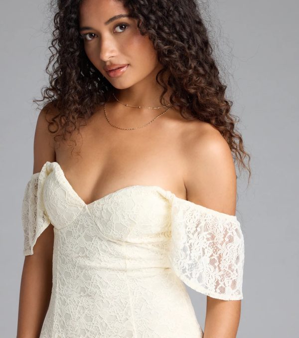 Romantic Allure Flutter Sleeve A-Line Lace Mini Dress - Image 4