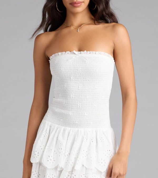 Always Sunny Strapless Ruffle Eyelet Mini Dress - Image 6