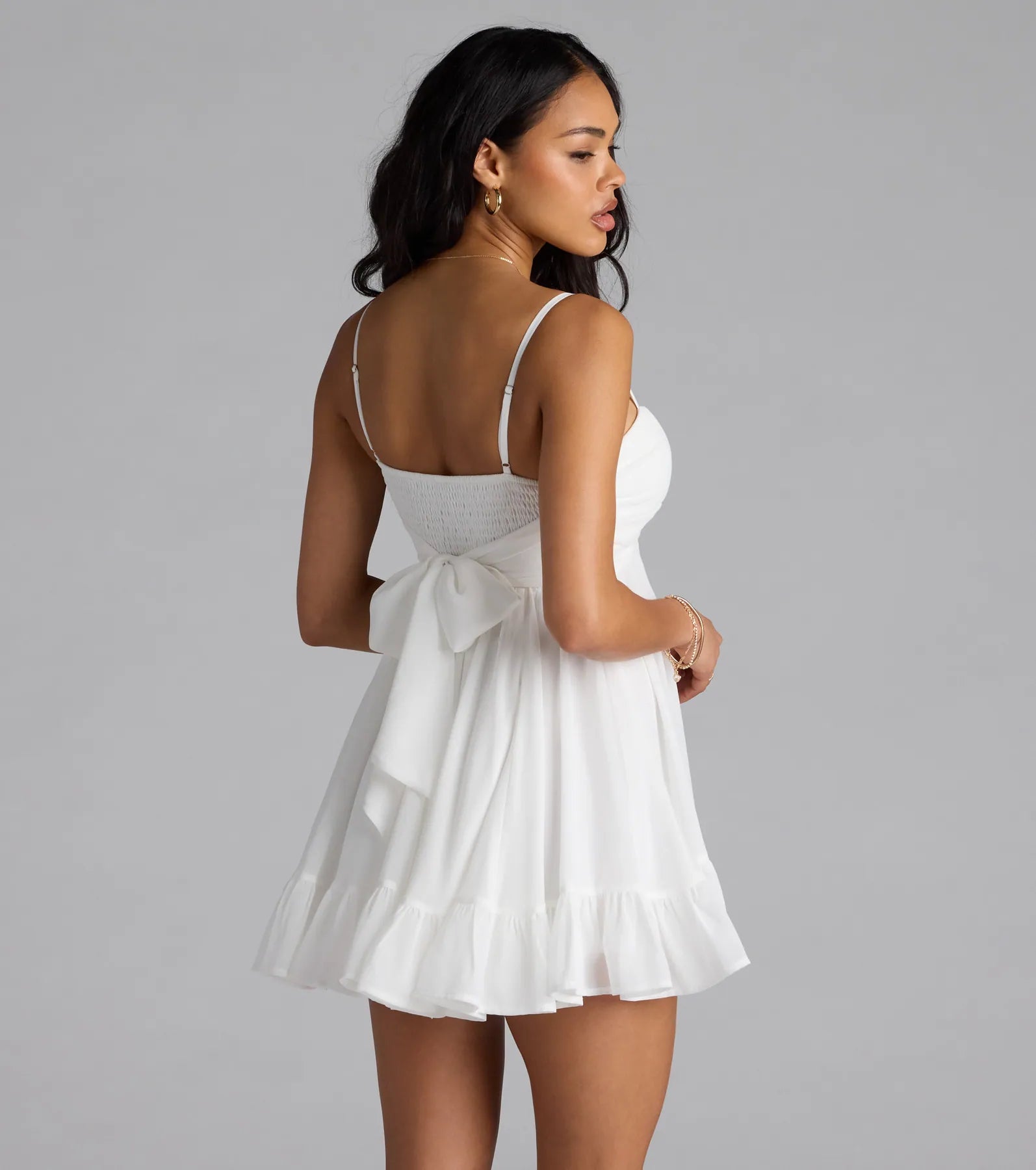 Perfectly Pretty Tie Back Chiffon Babydoll Dress - Image 6