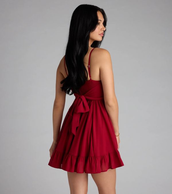 Perfectly Pretty Tie Back Chiffon Babydoll Dress - Image 2