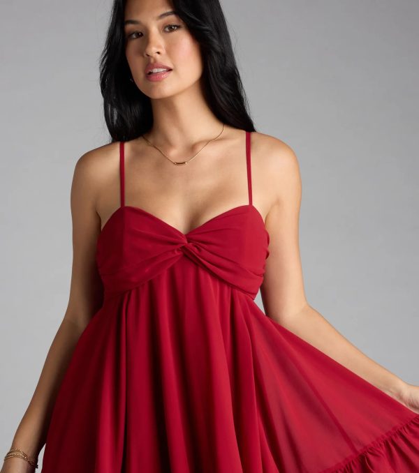 Perfectly Pretty Tie Back Chiffon Babydoll Dress - Image 4