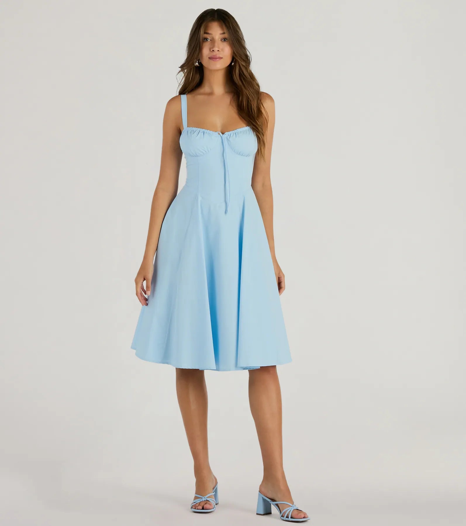 Picturesque Cutie Corset Lace-Up A-Line Midi Dress - Image 9