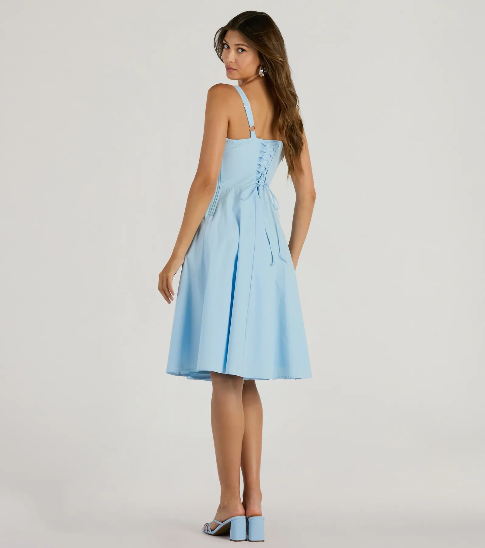 Picturesque Cutie Corset Lace-Up A-Line Midi Dress - Image 10