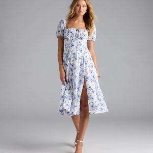 Charmingly Perfect Floral A-Line Midi Dress