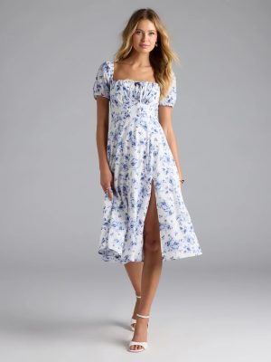 Charmingly Perfect Floral A-Line Midi Dress