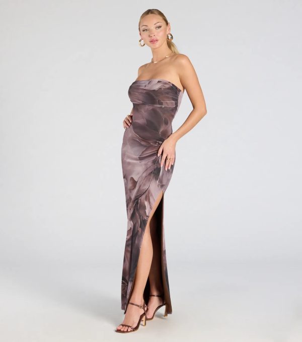 Major Energy Strapless Floral Mesh Maxi Dress - Image 5