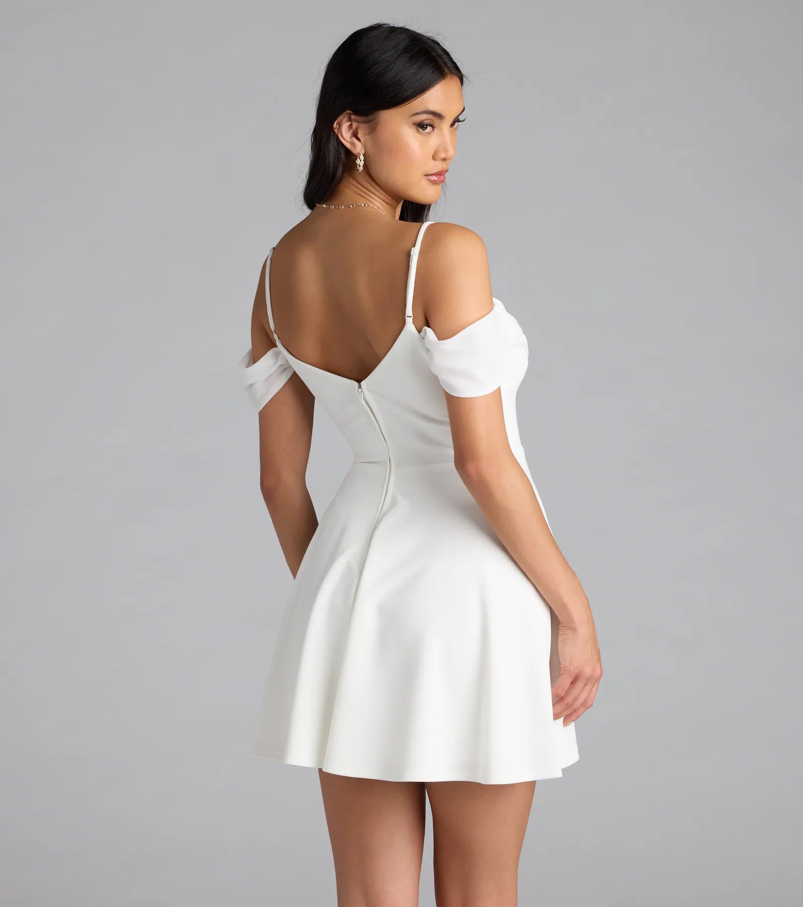 Sweet Touch Cold Shoulder Crepe Skater Dress - Image 2
