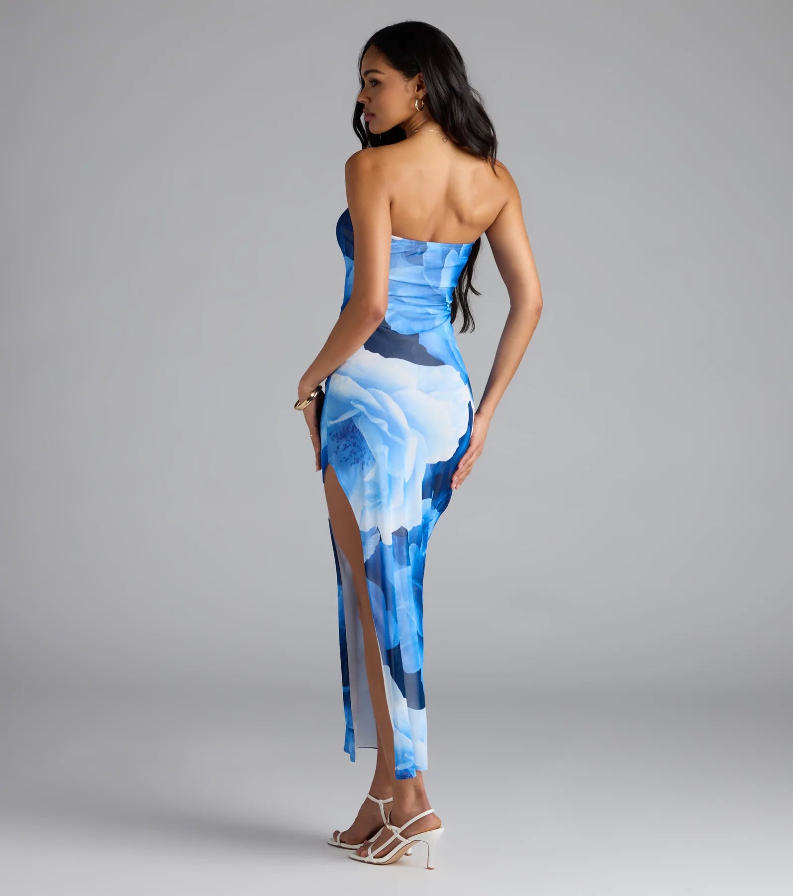 Grandeur Blooms Strapless Slit Floral Maxi Dress - Image 10