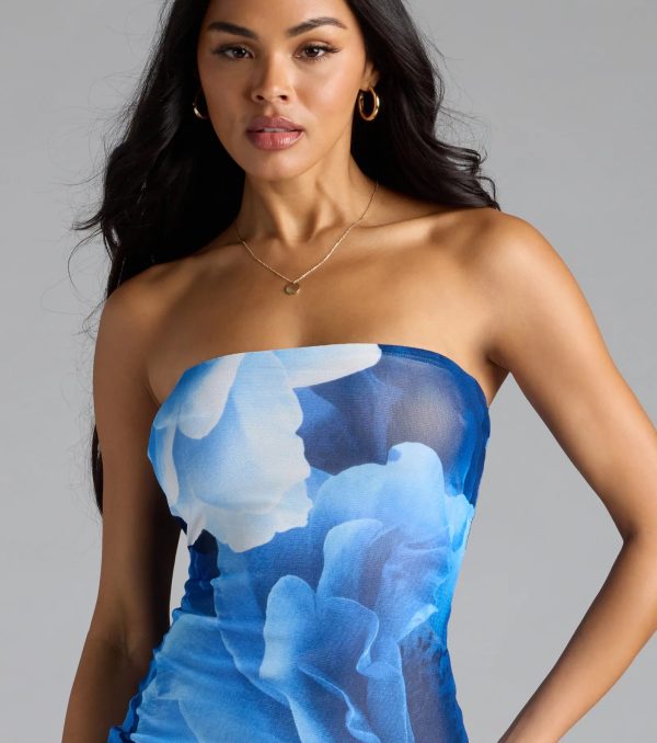 Grandeur Blooms Strapless Slit Floral Maxi Dress - Image 11