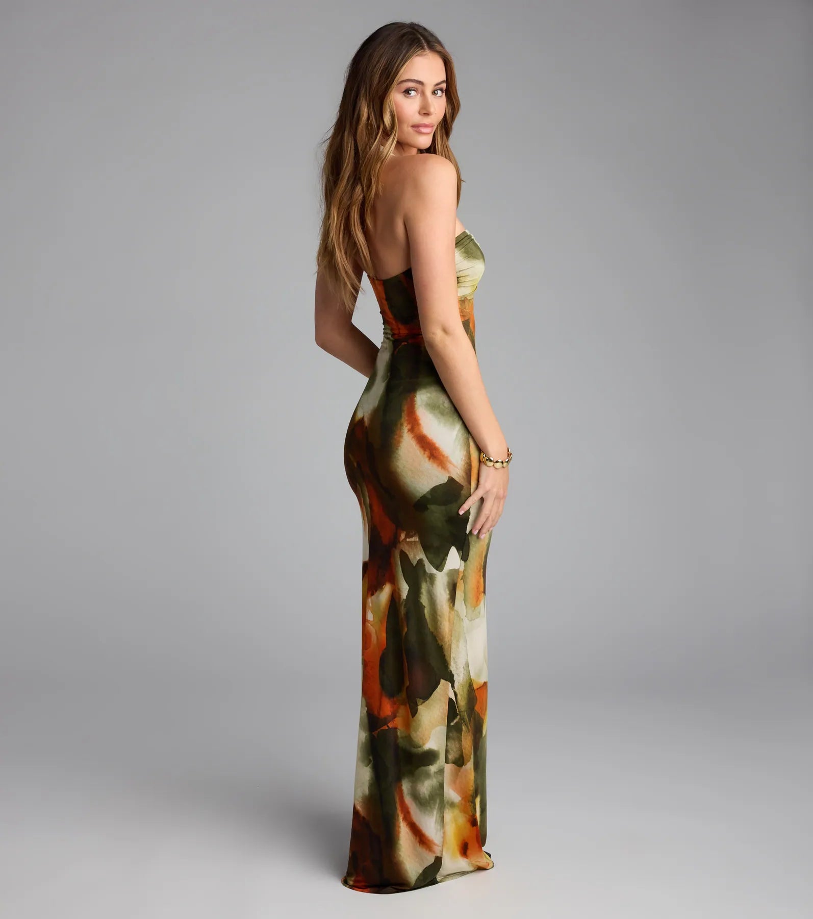 Sunset Girl Abstract Halter Slit Maxi Dress - Image 2
