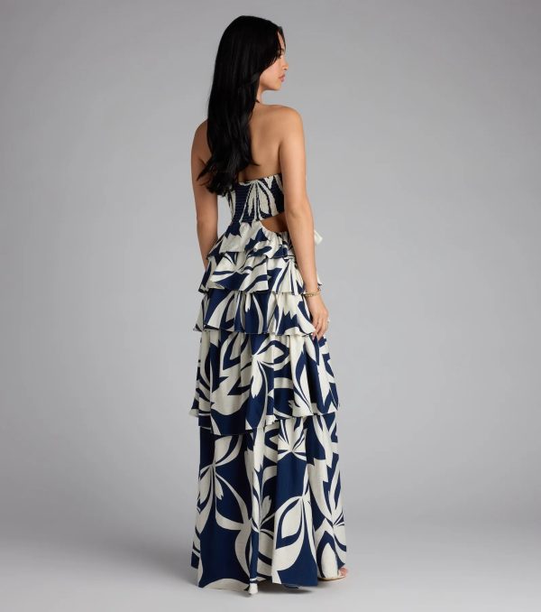 Bold And Beautiful Rosette Halter Cutout Maxi Dress - Image 2