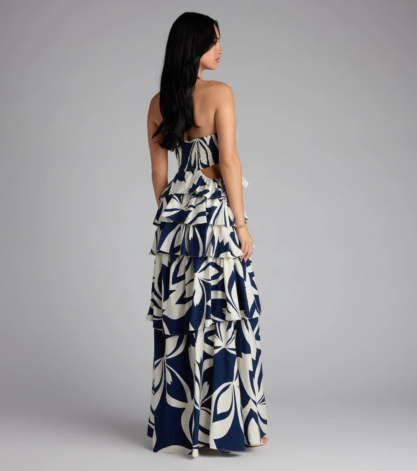 Bold And Beautiful Rosette Halter Cutout Maxi Dress - Image 2