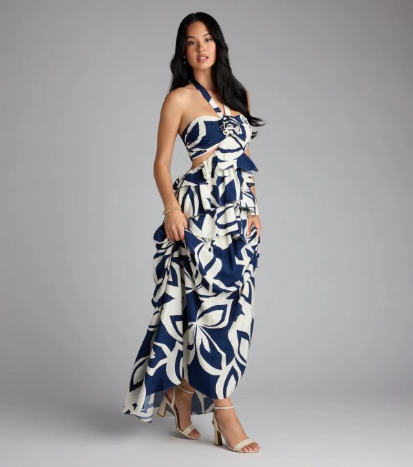 Bold And Beautiful Rosette Halter Cutout Maxi Dress - Image 4