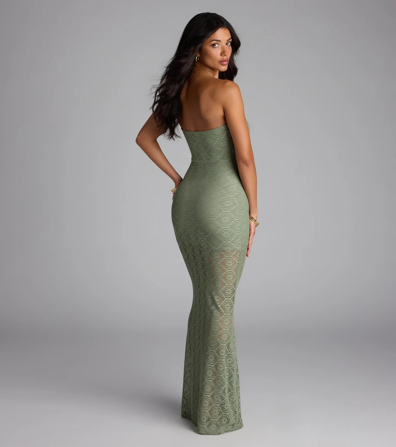 Wanting More Strapless Lace Knit Maxi Dress - Image 2