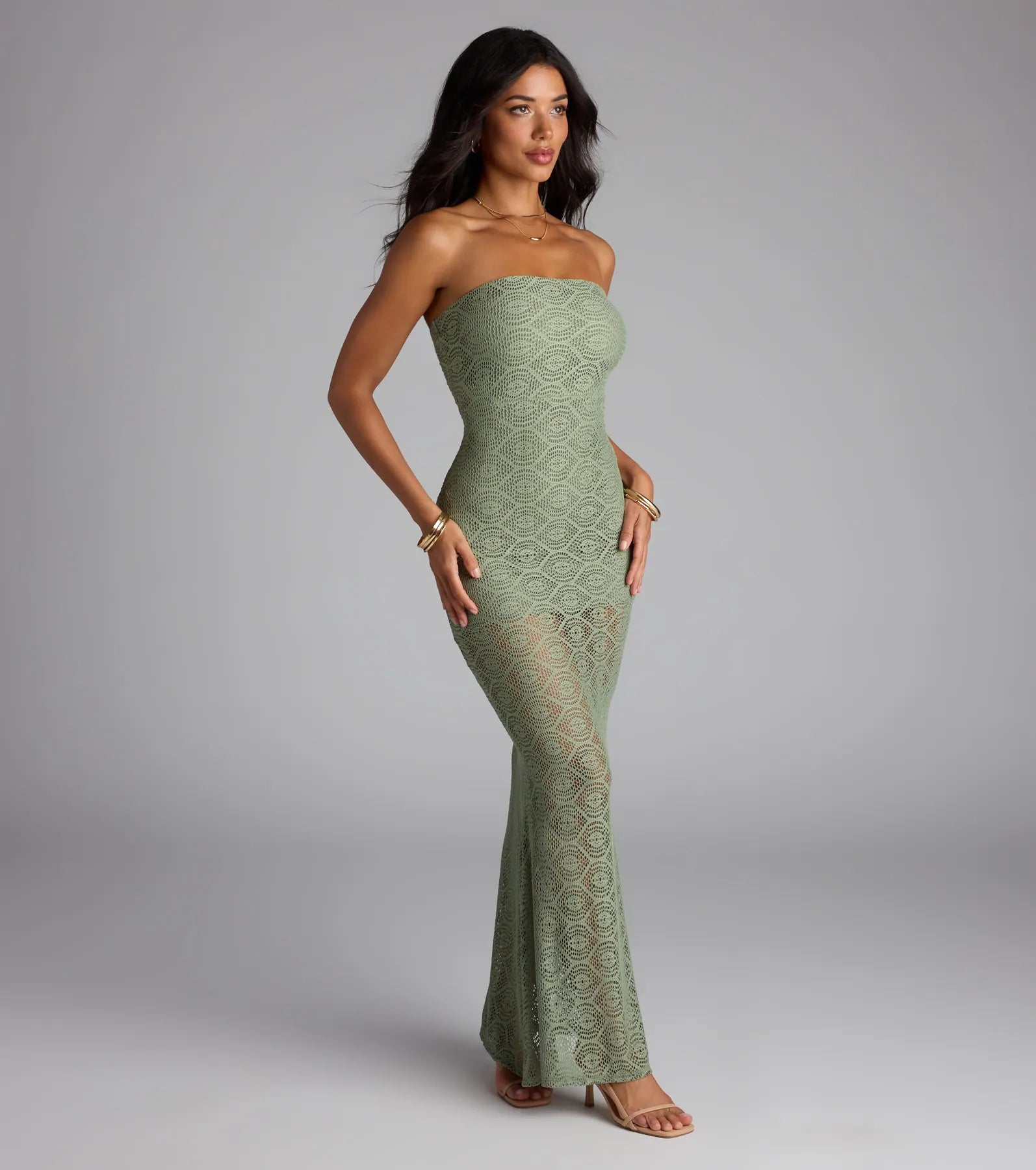 Wanting More Strapless Lace Knit Maxi Dress - Image 4