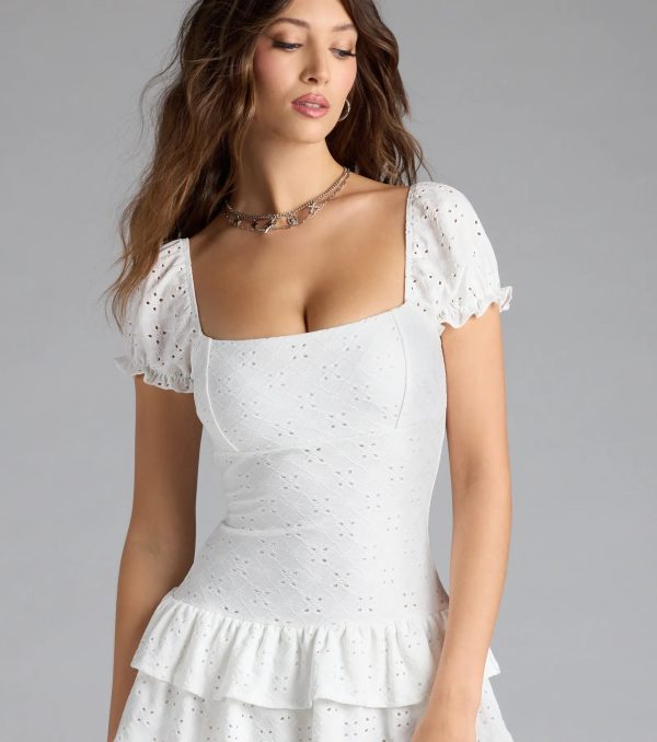 Charming Look Puff Sleeve Ruffled Skater Dress - Image 4