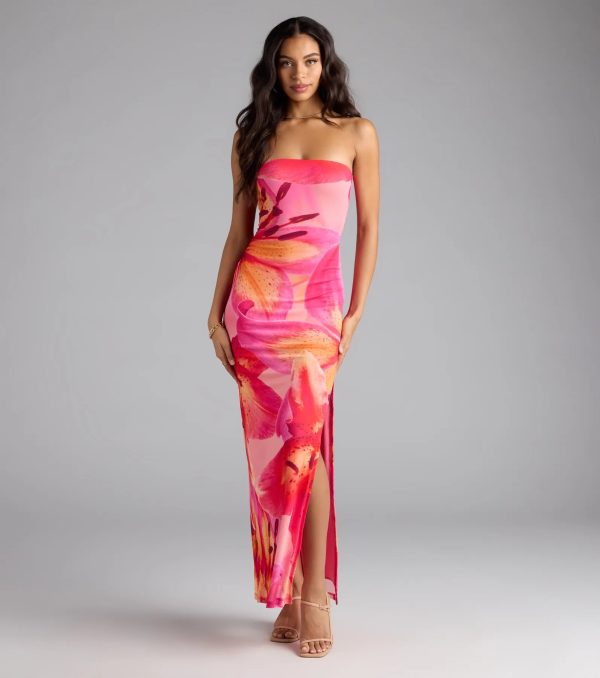 Island Time Tropical Floral Mesh Maxi Dress - Image 2