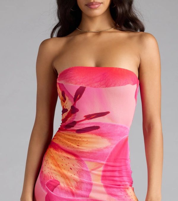 Island Time Tropical Floral Mesh Maxi Dress - Image 4