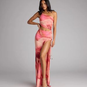 Heat Check Abstract Cutout Maxi Dress