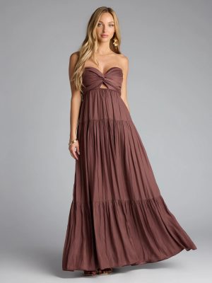 Twist Of Fate Strapless Ruffled Maxi Dress