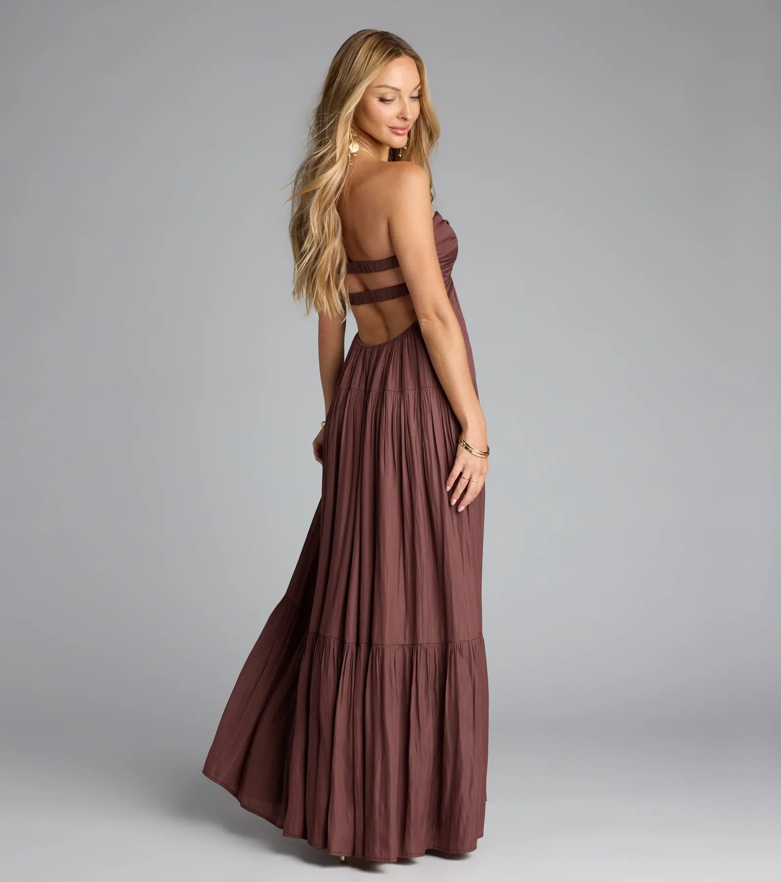 Twist Of Fate Strapless Ruffled Maxi Dress - Image 2