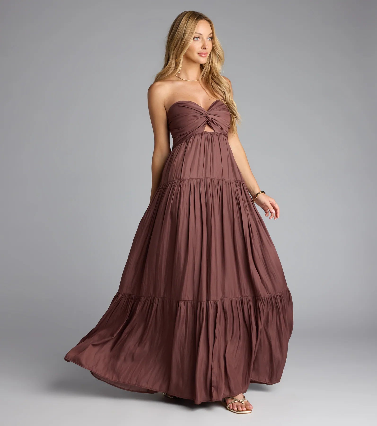 Twist Of Fate Strapless Ruffled Maxi Dress - Image 4
