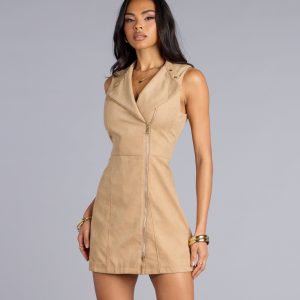 Street Chic Faux Suede Mini Dress