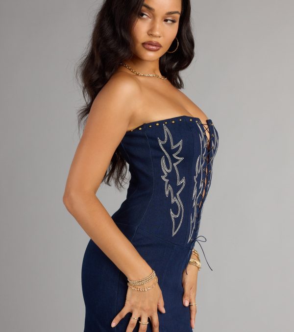 Wild West Energy Denim Mini Dress - Image 4