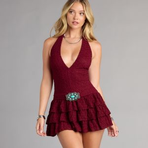 Stir Up The Cuteness Lace Ruffled Mini Dress