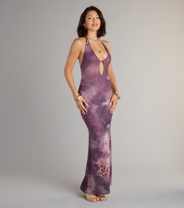 Untamed Aura Animal Print Halter Maxi Dress - Image 4