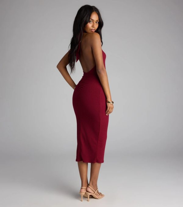 Chic Cutie Ribbed Knit Halter Midi Dress - Image 6