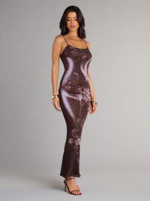 Moonlit Bloom Abstract Floral Maxi Dress