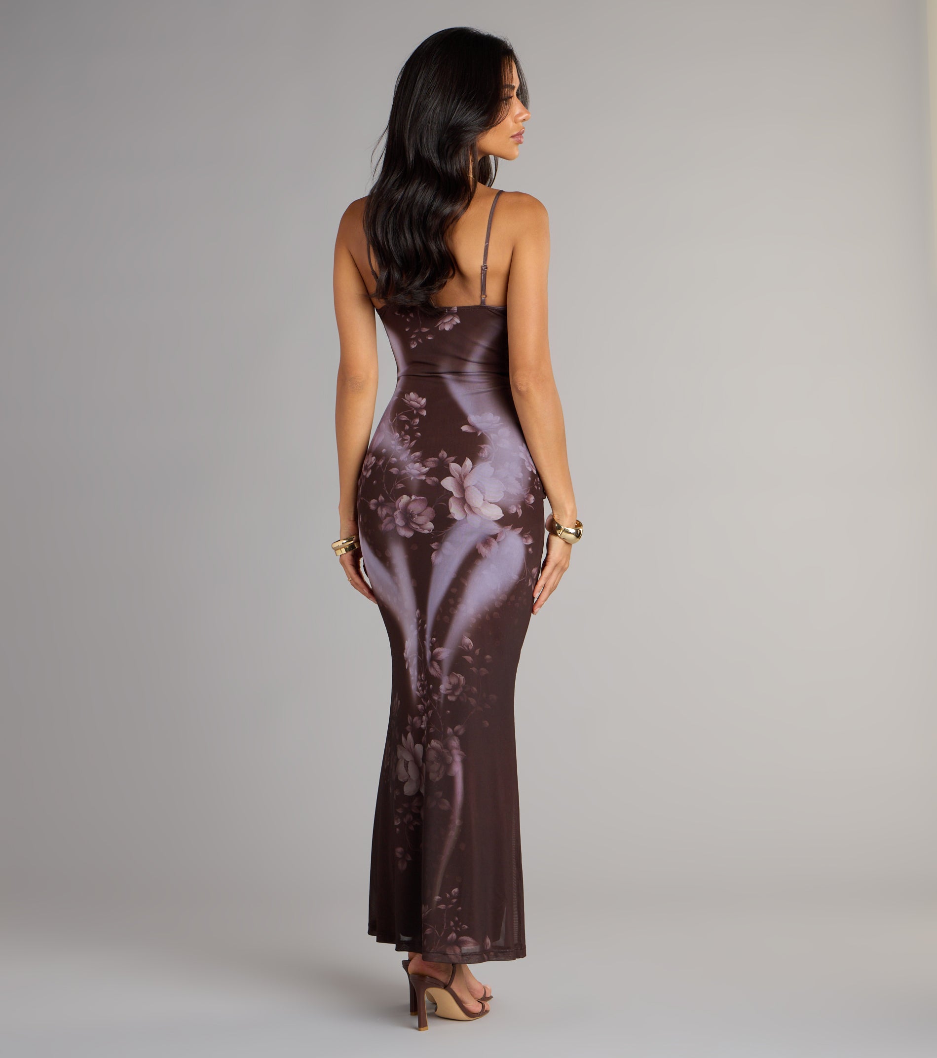 Moonlit Bloom Abstract Floral Maxi Dress - Image 2