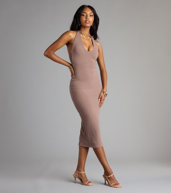 Chic Cutie Ribbed Knit Halter Midi Dress - Image 16