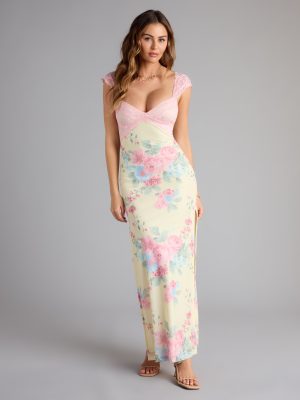 Garden Party Chic Lace Floral Maxi Dress