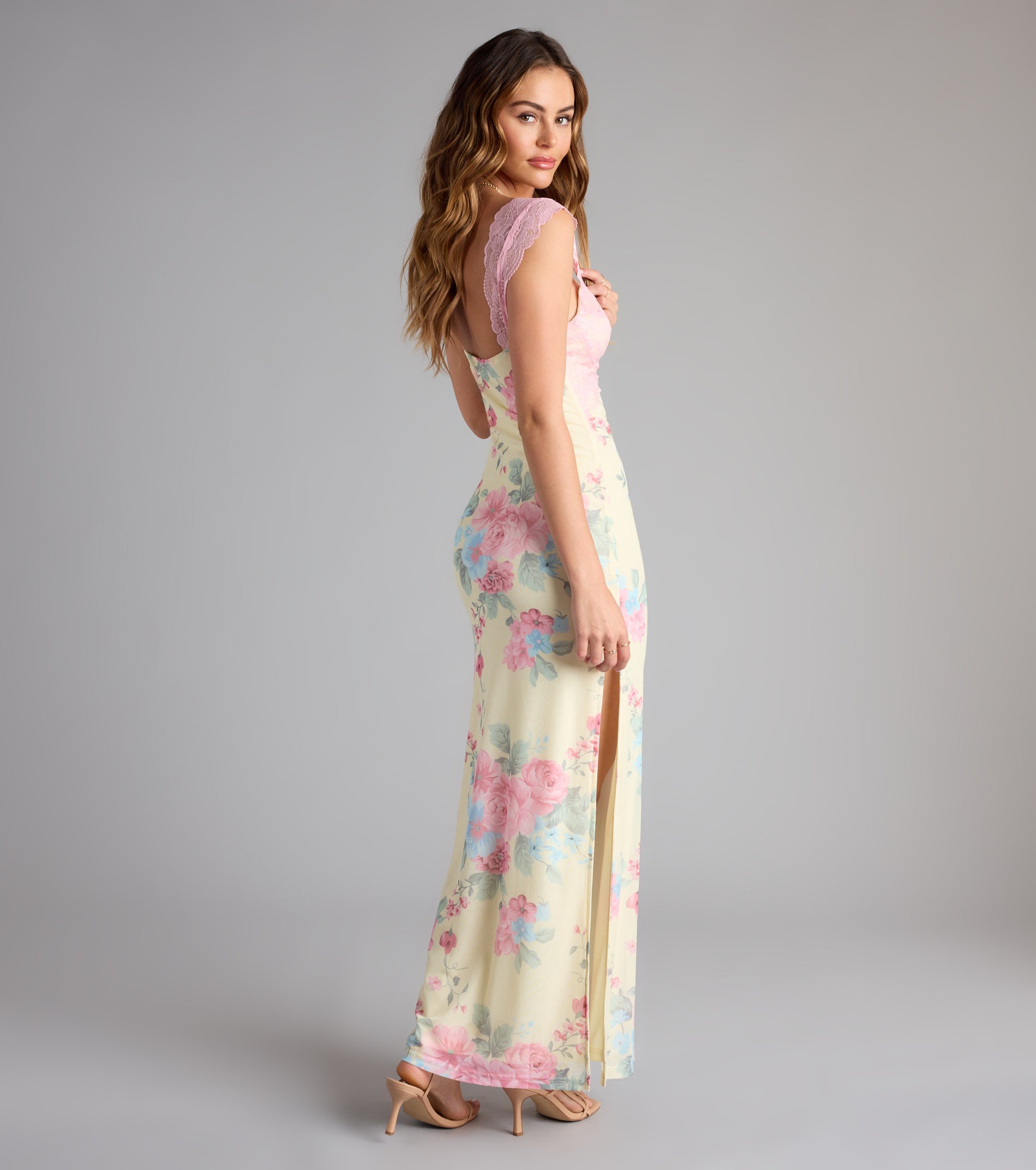 Garden Party Chic Lace Floral Maxi Dress - Image 2