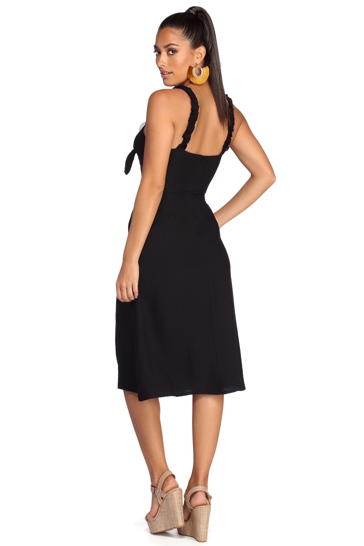 Button Up In Ruffles Midi Dress - Image 3