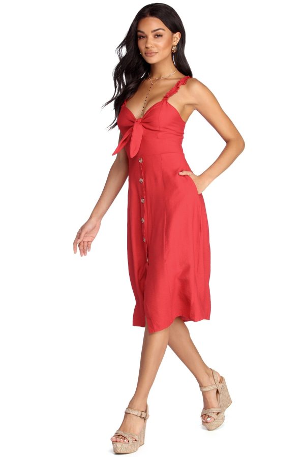 Button Up In Ruffles Midi Dress - Image 6