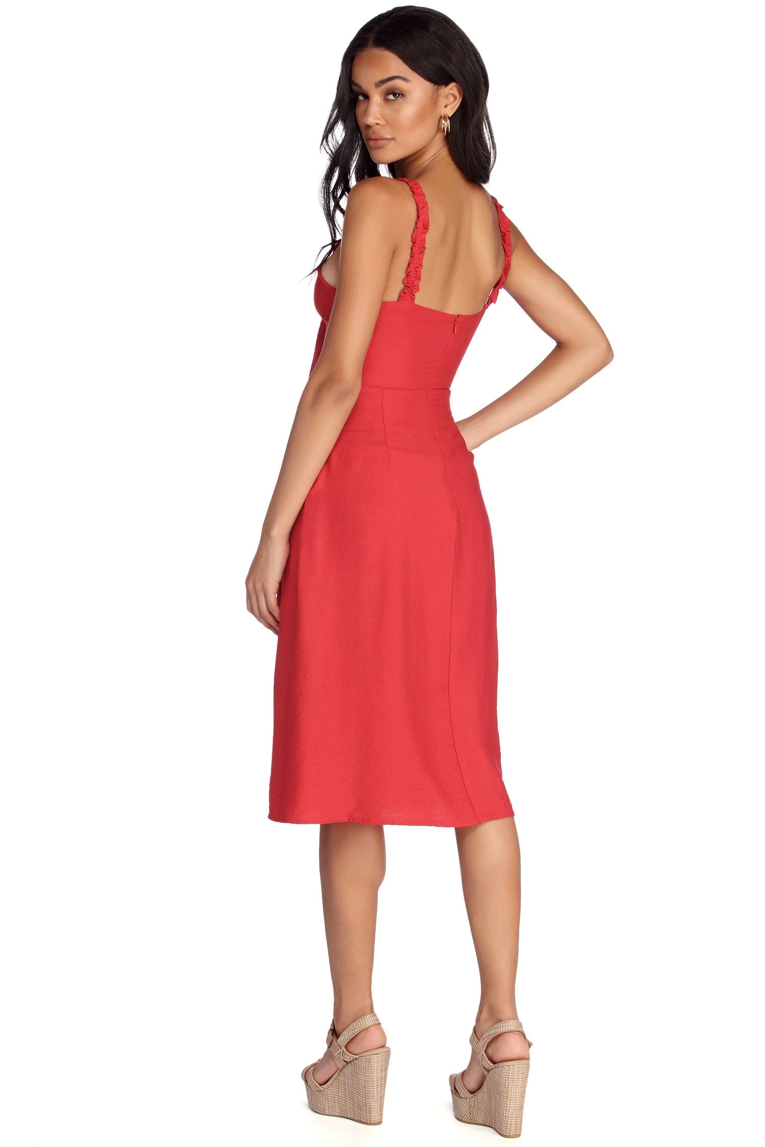 Button Up In Ruffles Midi Dress - Image 7