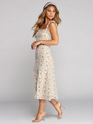 Frilly In Florals Midi Dress