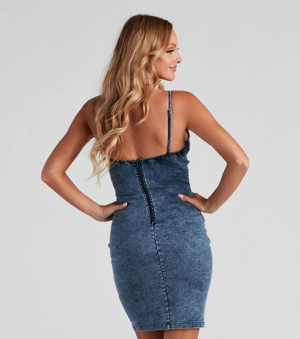 Laced Up In Denim Dress - Image 2
