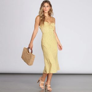 Live It Up In Linen Midi Dress