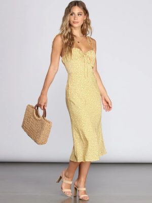 Live It Up In Linen Midi Dress