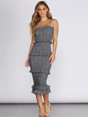 Ruffle It Up Smocked Midi Dress