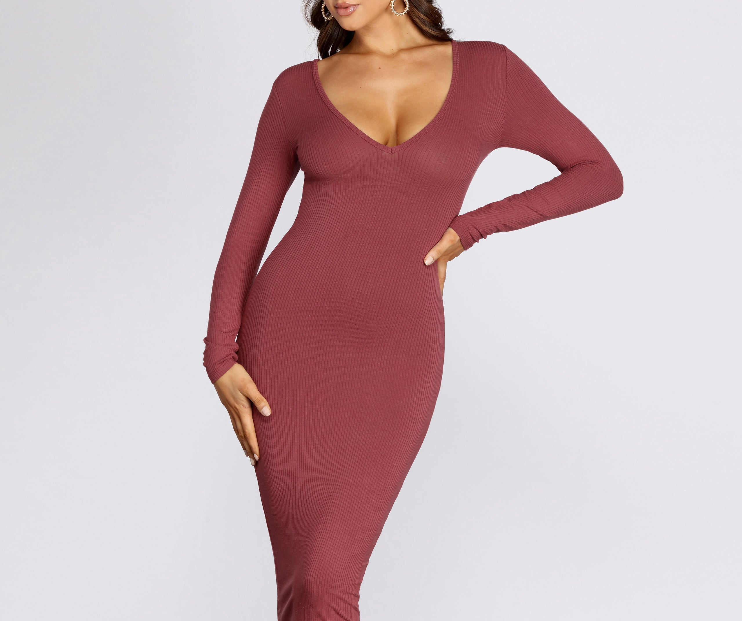 V Mine Ribbed Knit Midi Dress - Image 5